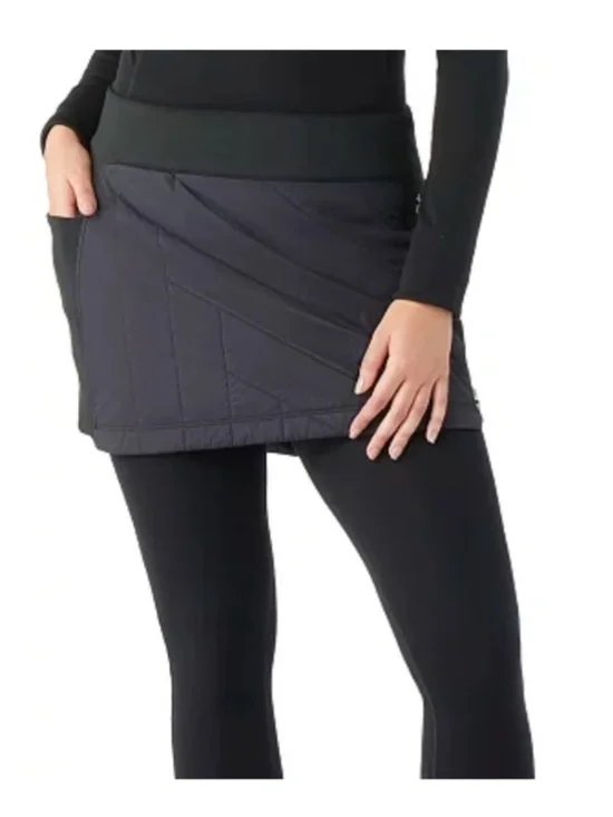 Smartwool Women's SZ L Smartloft Skirt Insulated Pull-On Black Wool Blend NEW - Picture 2 of 14